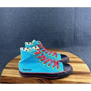 Converse Custom Supergirl Chuck Taylor Blue Red All Star High-Top Sneaker Sz 6.5